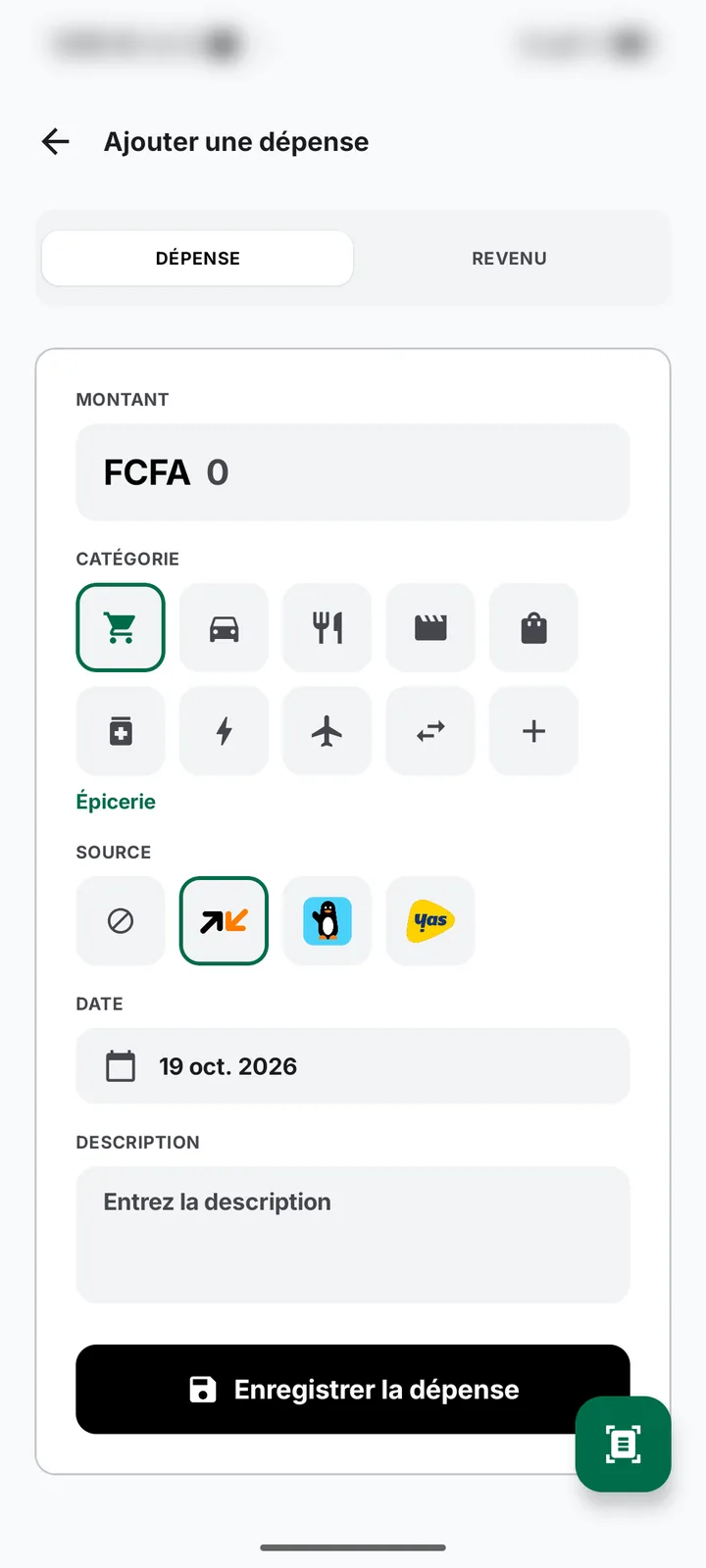 Add expense form