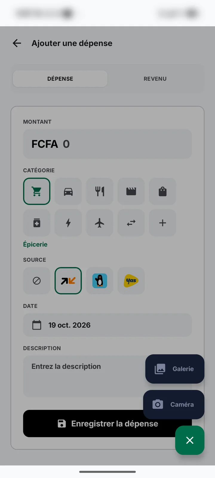 Scan a receipt from the camera or gallery